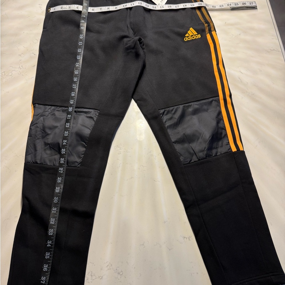 Adidas Black Joggers with Orange Accents
